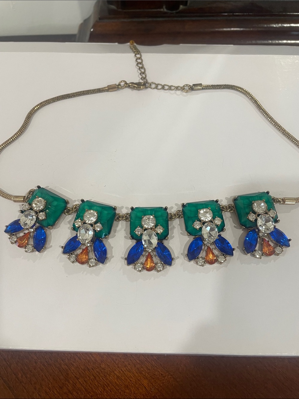 Statement Multi-Gem Necklace in Green, Blue & Orange